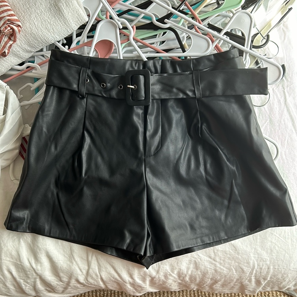 Faux leather shorts